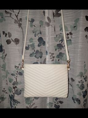 White Quilted Crossbody Shoulder Bag